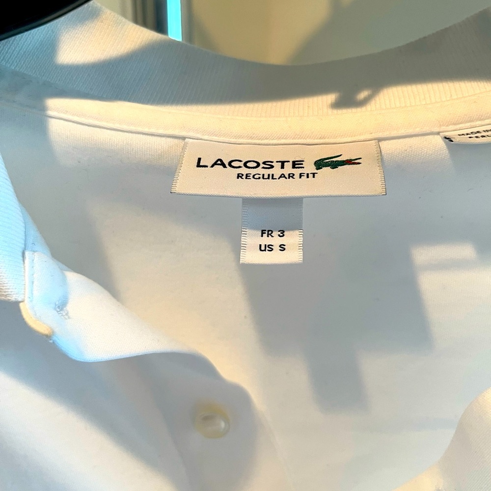 Lacoste long sleeve polo - size 3 small - white regular fit